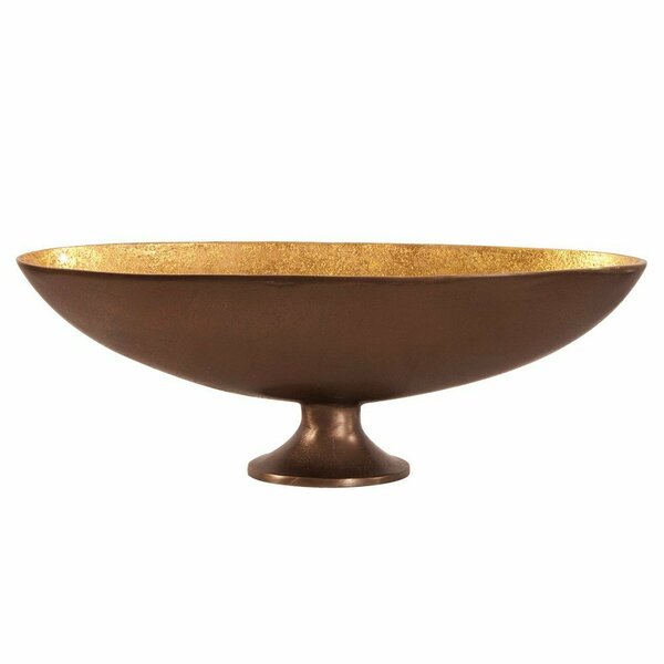 Howard Elliott Oblong Bronze Footed Bowl With Gold Luster - Medium 35019